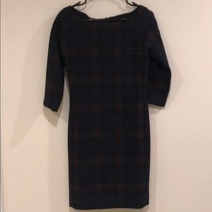Plaid Boatneck Sheath Dress